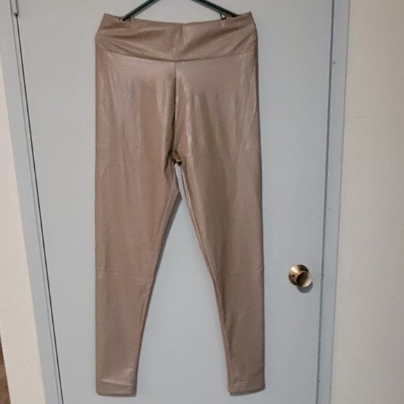 Tan Wet Look Pants - Picture 1 of 1